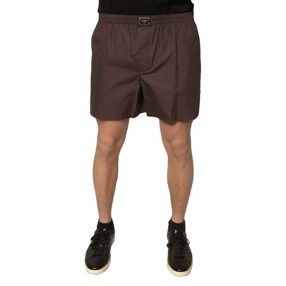 Dolce & Gabbana Brown Cotton Blend Men Mid Waist Men's Shorts